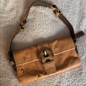 Coach Brown Leather Studded Detail shoulder bag